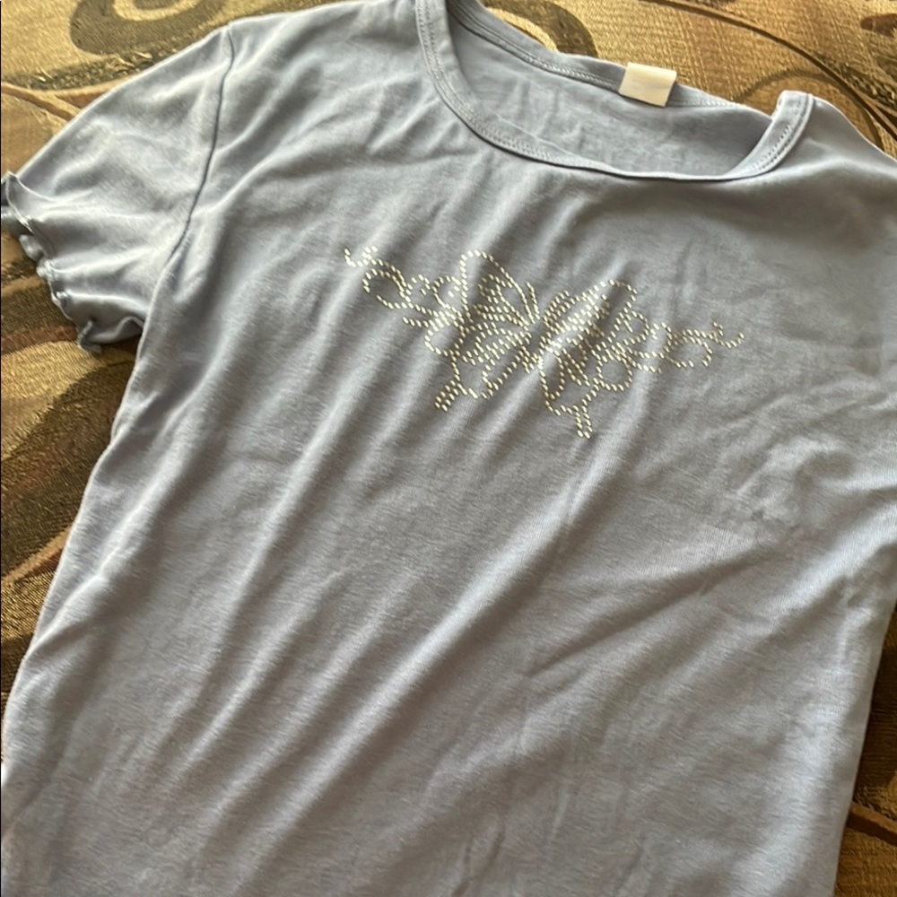 Light Blue Embellished Women's Top